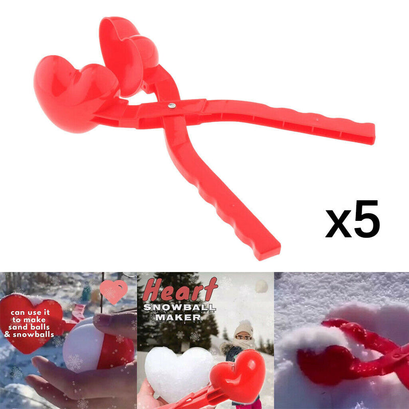 5 Pieces Heart Snow Ball Maker Clips Kids Child Sand Toys Snow Scoop Maker