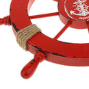 Mediterranean Nautical Wooden Boat Ship Wheel Helm Home Wall Party Decor Red