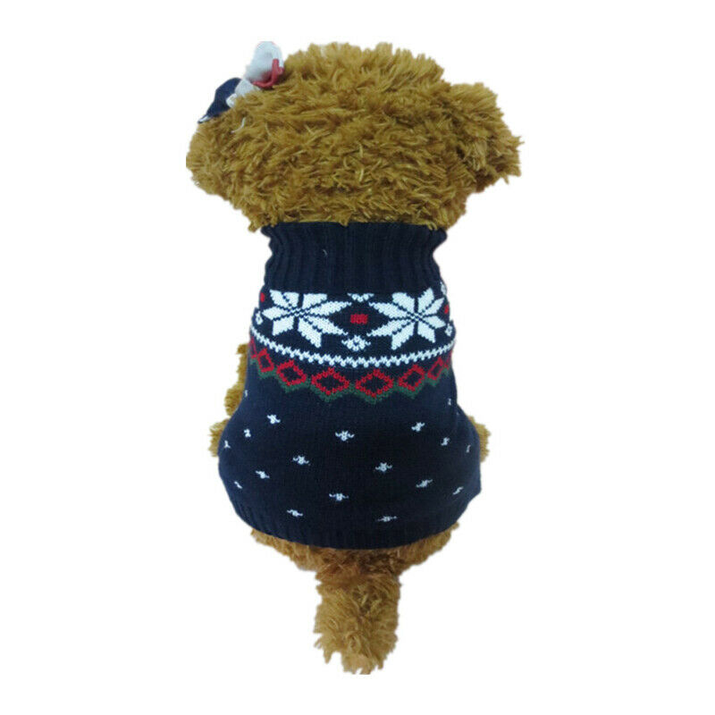 Puppy Pet Dogs Christmas Snowflake Winter Knit Acrylic Sweater Constume S b