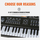 BLACK 61 Key Digital Electronic Keyboard & Microphone Electric LED Piano Or