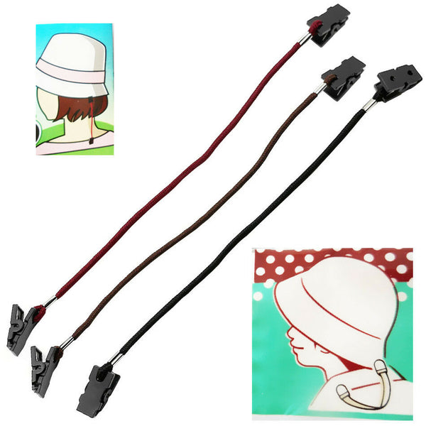 2pcs Outdoor Sports Boating Hat Scarf Wind Clip Lanyard Rope Cord 4mm Black
