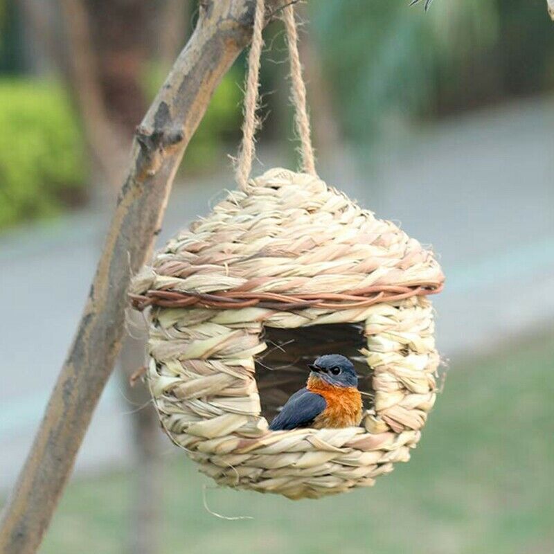 Grass Bird Hut ,Cozy Resting Place for Birds,Provides Shelter From Cold WeatJ9X5