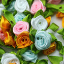 100pcs Small Mini Satin Ribbon Flowers Rose Wedding Decor Sewing Appliques DIY