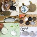 80pcs Round Pendant Trays Glass Cabochon Base 8 color Jewelry Making Craf FT