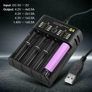 4 Slots 18650 Battery Charger USB Independent Smart Charging Dock Adapter Device