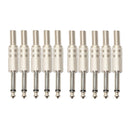 10Pcs 6.35mm Sliver Male Mono Adapter Connector Monaural Audio Jack Plug