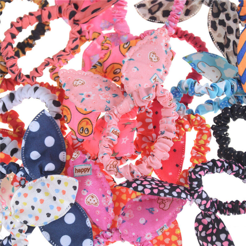 10Pcs Mixed Rabbit Ear Hair Tie Bands Japan Korean Style Ponytail Holder Gift,a