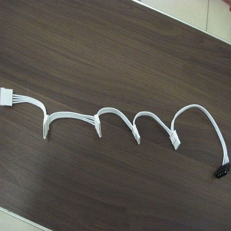 1 To 5 SATA 18AWG Wire Power Cable Splitter  Adapter For PC Server HDD SSD White