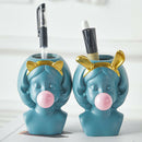 3 Pieces Vinyl Girl Blowing Bubbles Succulent Cactus Planter Pot, Decorative