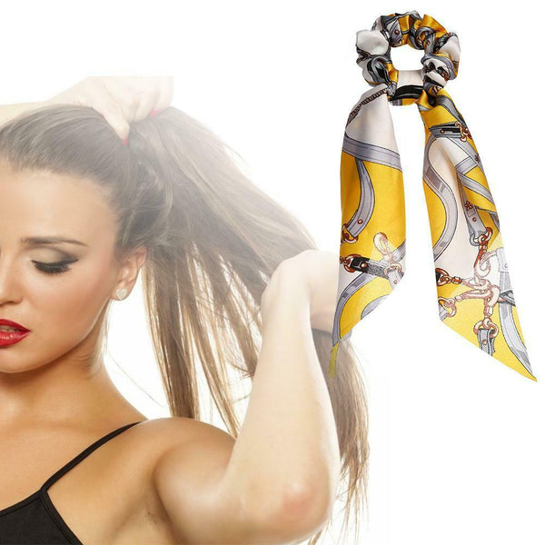 Retro Print Ribbon Hair Rope Women Ponytail Elastic Rubber Band (Style 5) A#S