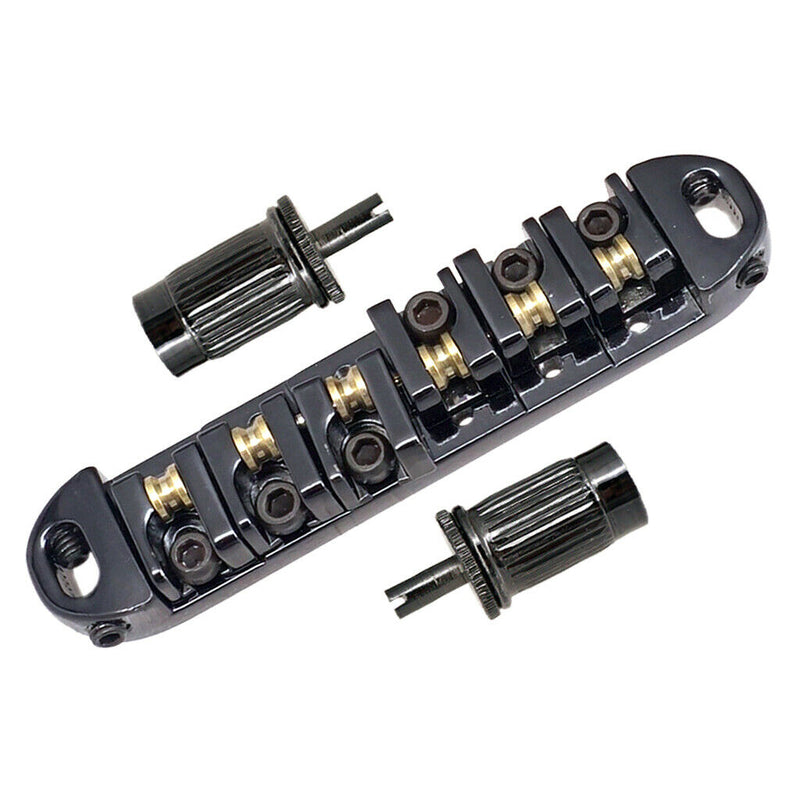 1 Set Roller Saddle Locking Bridge with Studs for Les Paul LP Guitar Black