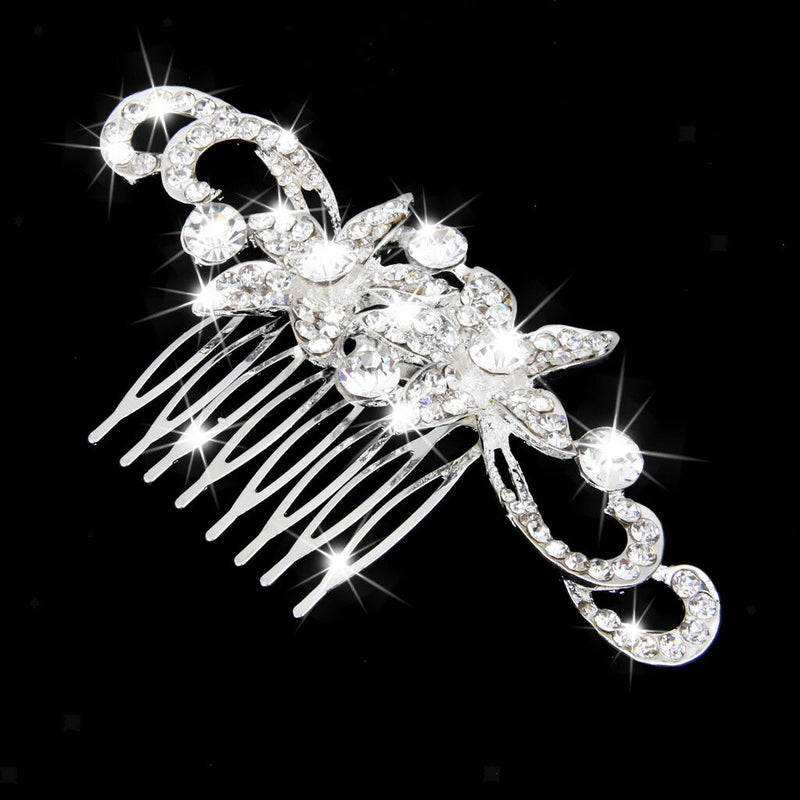 Bridal Wedding Bride Crystal Hair Clip Comb Slide Headdress Tiara Jewelry