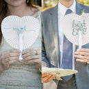 Set of 24 Handheld Fan Paper Folding Heart Shaped round fans for paper fans