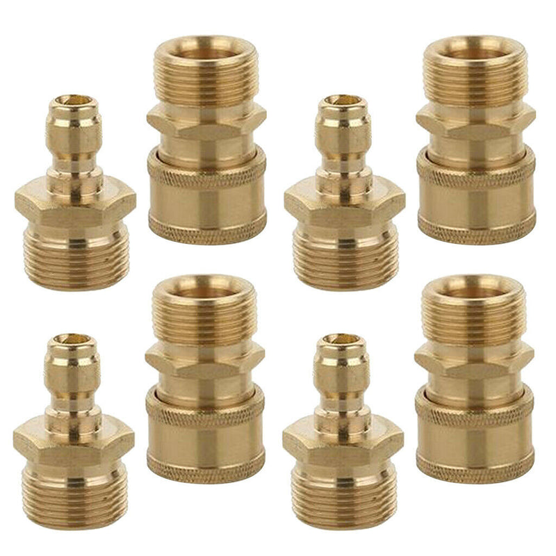 8Pcs M22x1.5mm Pressure Washer Hose Connector Quick Coupler Male & Female Brass