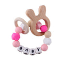 Animal Wooden Teether Baby Chewable Teething Bracelet Silicone Beads Rattle Toys