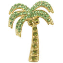 Green Leaf Palm Tree Tropical Crystal Hawaiian Beach Party Brooch Pin