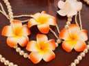 100x Wedding Party Frangipani Foam Plumeria Flower DIY Head HairClip Orange