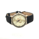 Ladies Music Symbol Pattern Leather Strap Wrist Watches black Q5F4