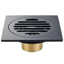 4 Inch Square Shower Drain with Removable Cover Grate, Brass Anti Clogging  M3L1