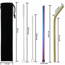 14 Pieces Stainless Steel Drinking Straws Reusable Bent and Straight Straws