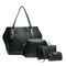 4pcs/set Solid Color Totes Women Leather Shoulder Card Bags Clutch (Black)