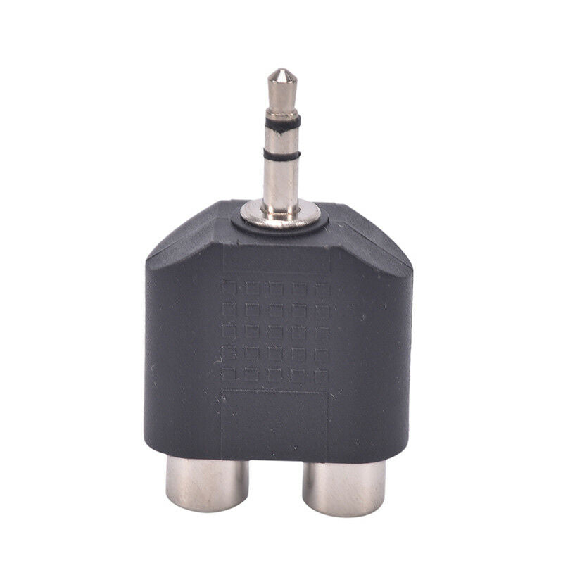 2X 3.5mm Male to 2 RCA Female Y Splitter AV-Audio Video Plug Converter-AdapB ES