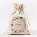 Canvas Christmas Santa Sack Gift for Kids Drawstring Bag for Storage Use--P