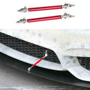2Pc Red Adjustable Car Front Bumper Lip Splitter Rod Strut Tie Support Bar Kit