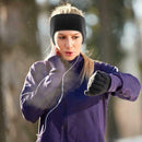 Outdoor Fleece Ponytail Headband Yoga Running Fitness Sweatband (Black) A