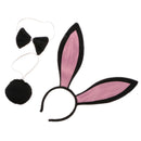 2 Sets Kids Pink Black Cute Bunny Costume Headband Tail Necktie Fancy Dress
