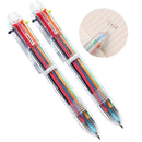 2PCS 6 In 1 Multi Colour Retractable Click Ballpoint Pen Creative Stationery