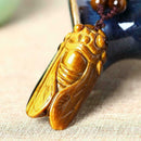 Crystal Carved Cicada Tiger's-Eye Natural Stone Healing AU New Pendant Gems G7B9