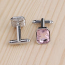1 Pair Fashion Diamond Colorful Glass Cufflinks Cuff Links Womens Mens DressX5U2