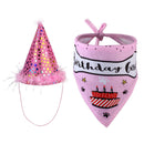 1set Dog Headband Sequins Hat Saliva Towel Birthday Decor Costume (Pink)