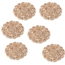 6Pcs Wood Carved Flower Appliques Round Cabinet Onlay with Natural Color