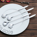 Long Handle Flowers Shaped Stirring Spoon Set 4PCS Stainless Steel Ice Tea GOB