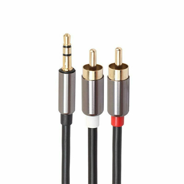 1M 3.5mm Male Jack to 2 RCA Male AUX Analog Stereo Audio Y Adapter Cable Co G8K4