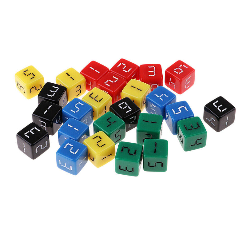 25Pcs Acrylic 5 Color Six Side 1-6 Digital Dice D6 for MTG TRPG Game Toys