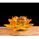 Buddhism Worship Lotus Flower Crystal Candle Holders Home Decoration Amber