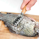 Stainless Steel Fish Scale Scraper Seafood Skin Remover with Wooden Handle