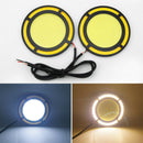 2Pcs Car Yellow+White Cob Led Daylight Bulb Drl Lamp Daytime Running Fog Li K1U2