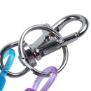 Tri Colors Plastic Spiral Wrapped Lanyard Lobster Clip Key Ring Chain E8G8