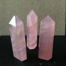Pink Rose Quartz Crystal 100% Natural Rock Stone Point Healing Wand Best Gift