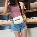 New Korean Fashion Print Letter Bag Casual Simple Shoulder Bag Black