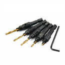 5 Pcs Countersink Drill Bit Set 1/4'' Hex Shank HSS Woodworking PilotScrew Holes