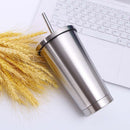 1 pcs Vacuum Flask Straw Cup Double Layer Water Cup 304 Stainless Steel