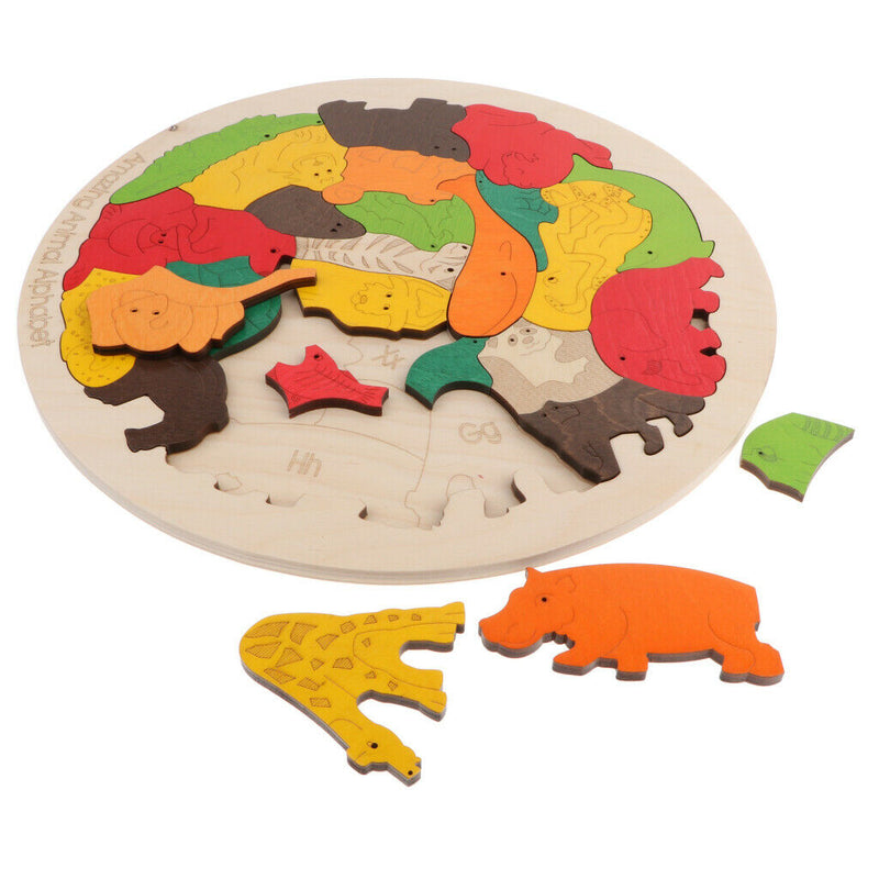 Jigsaw Puzzles, Wooden Alphabet Animal Puzzle For Children's Puzzles Toys