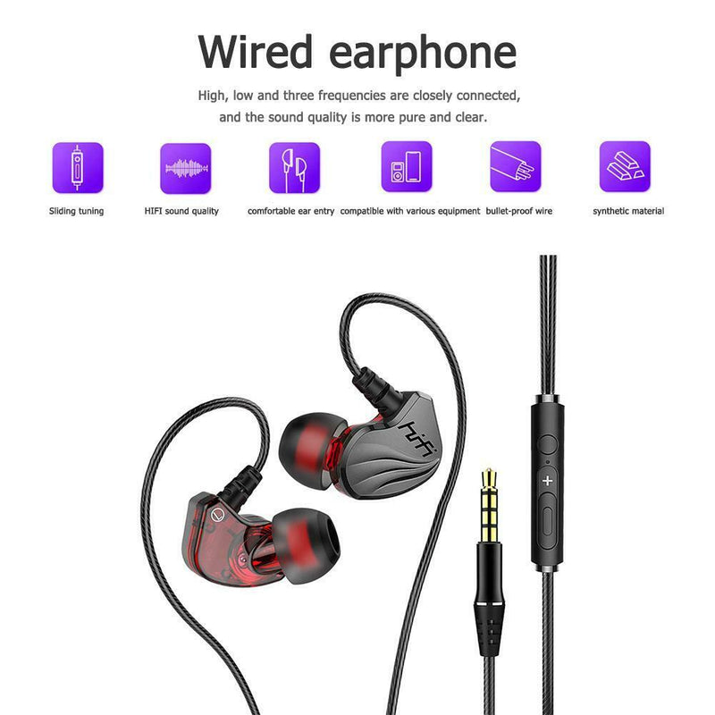 3.5mm Wired Stereo Earphone Line Control Sport Deep Bass In-Ear MIC Earbud