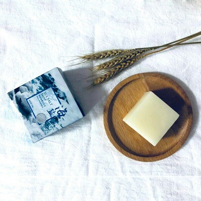 100G Sea Salt Soap Cleaner Removal Pimple Pores Acne Treatment Goat Milk Mo C4N4