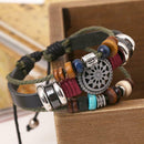 Boho Handmade Weave Bracelet Multi-layer Beads Leather Charm Bangle Jewelry A
